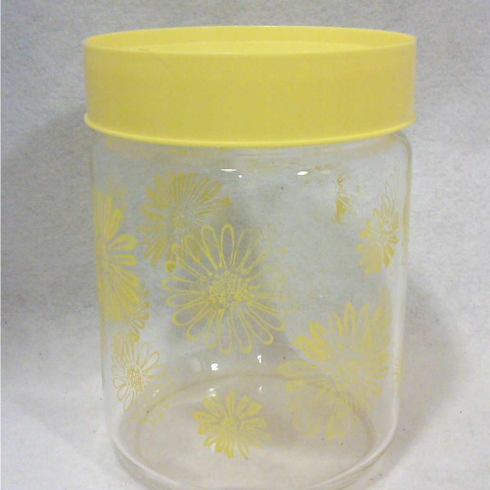 Vintage Corning Ware Yellow Floral Glass Food Storage Jars Set of 3